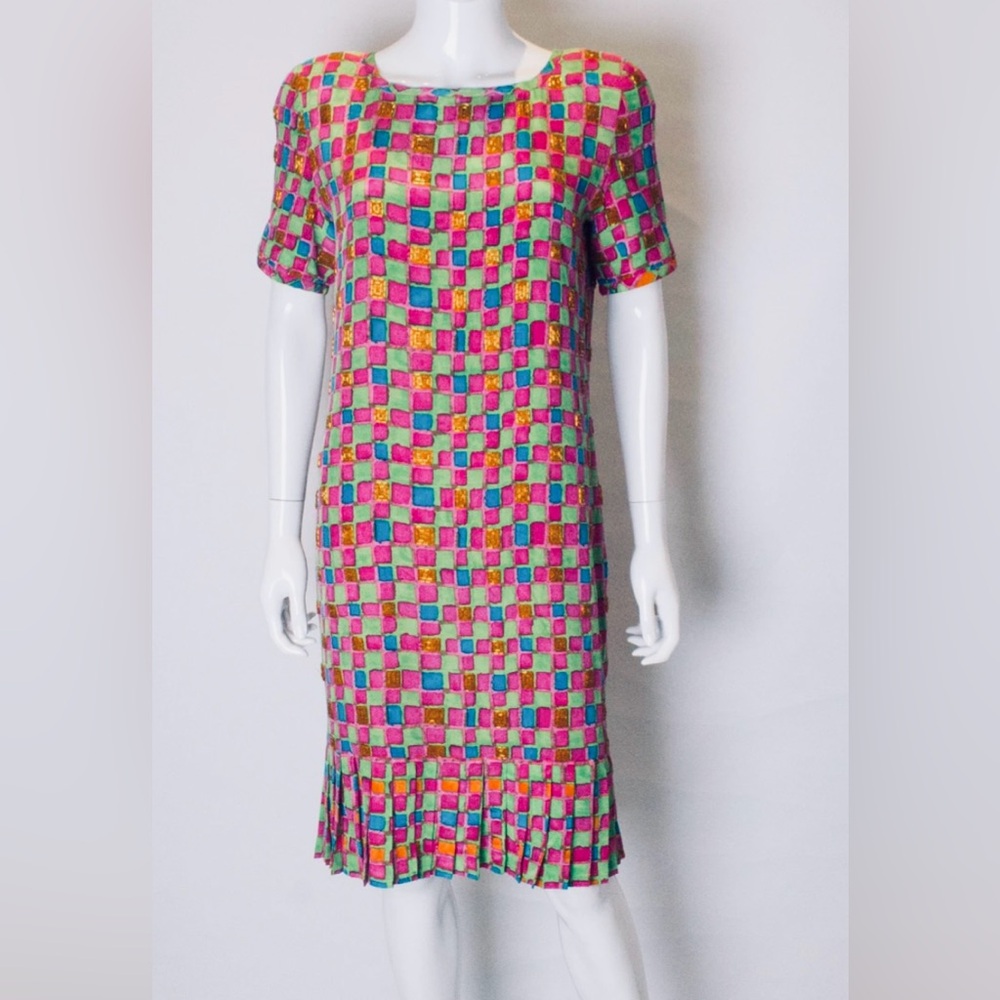 Vintage Bill Blass Designer Dress Party Wedding Special Occasion Silk Beaded 12